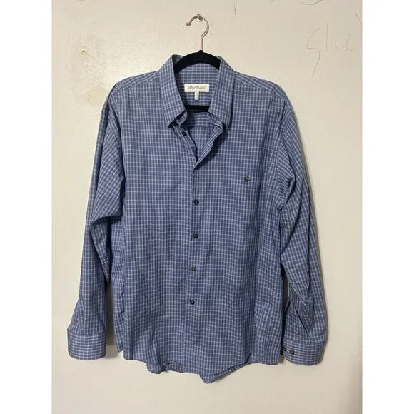 Yves Saint Laurent YSL Men's Blue Cotton Button Up Shirt L 16.5 34-35 - Picture 2 of 6